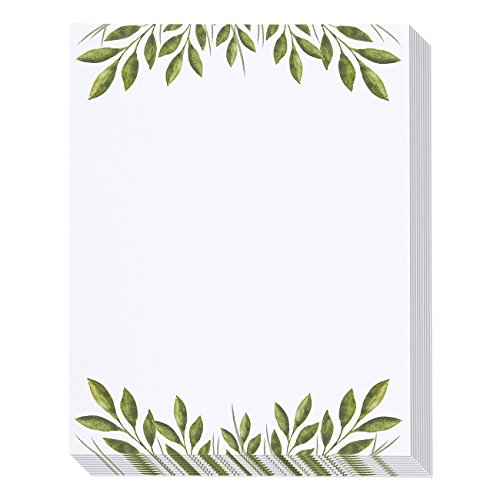 Leaf Themed Stationery Paper, Letter Size (8.5 x 11 Inches, 48-Pack)