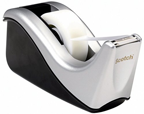 Scotch Desktop Tape Dispenser Silvertech, Two-Tone (C60-St), Black/Silver, 1 Pack