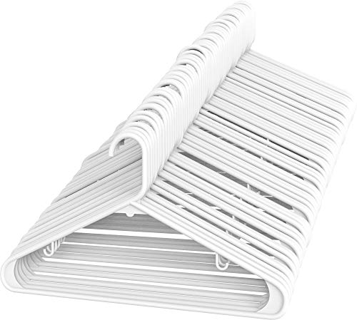 Sharpty White Plastic Hangers, Plastic Clothes Hangers Ideal for Everyday Standard Use, Clothing Hangers (White, 60 Pack)