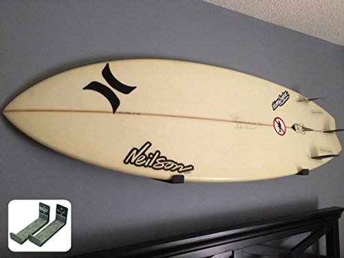 StoreYourBoard Naked Surf, The Original Minimalist Surfboard Wall Rack, Display Rack, Black