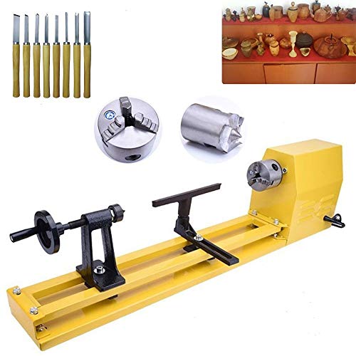 Mini Wood Lathe Benchtop 11-Inch by 22-Inch Variable Speed Woodturning Tool Centering Drilling for table Woodworking DIY Tool Lathe Standard Set (11-Inch by 22-Inch)