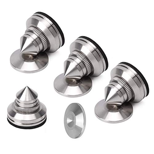 4 Sets Stainless Steel Speaker Spike Cone Shoes Shockproof 28-32mm Adjustable Isolation Feet Stand Pad for Amplifier Turntable DAC Recorder CD(27mm29mm5mm)