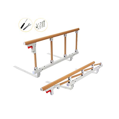Bed Rails Safety Assist Handle Bed Railing for Elderly & Seniors, Adults, Children Guard Rails Folding Hospital Bedside Grab Bar Bumper Handicap Medical Stand Assistance Devices (Wooden Grain)