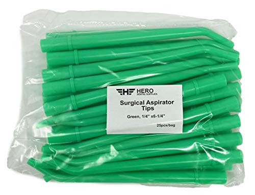 HERO Surgical Aspirator Suction Tip Disposable ¼” Tapered End 30 Degree Curved Tip (25 Pcs/Bag)