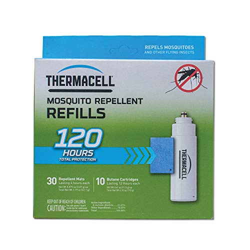 Thermacell Mosquito Repellent Refills; Provide 120 Hours of Protection; Contain 30 Repellent Mats, 10 Fuel Cartridges; Compatible with Any Fuel-Powered Thermacell Mosquito Repeller Product; Scent Free, Model: R10