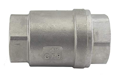 Duda Energy VCV-WOG1000-F100 Vertical Check Valve, 304 Stainless Steel, 1' NPT Spring Loaded in-line Low Cracking Pressure, 1'