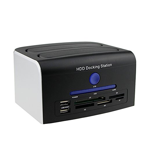 Awolf HDD Docking Station, Multi-Function External Hard Drive Docking Station for 2.5' 3.5' IDE SATA 8 TB Hard Disk with One Touch Backup(OTB),Support XD/MS/TF/CF/SD Card