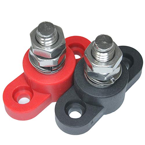 Positive Insulated Battery Power Junction Post Block 3/8 Lug X 16 thread (Red & Black Set)