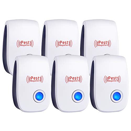 WahooArt Ultrasonic Pest Repeller 6 Pack, 2020 Upgraded Electronic Pest Repellent Plug in Indoor Pest Control for Insects, Mosquito, Mouse, Cockroaches, Rats, Bug, Spider, Ant, Human and Pet Safe