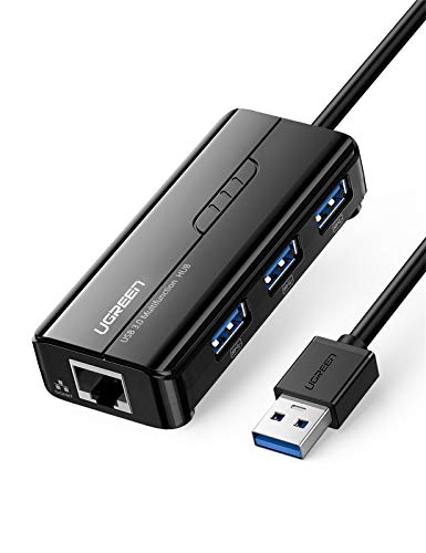 UGREEN USB 3.0 Hub Ethernet Adapter 10/100/1000 Gigabit Network Converter with USB 3.0 Hub 3 Ports Compatible for Nintendo Switch, Windows Surface Pro, MacBook Air/Retina, iMac Pro, Chromebook, PC