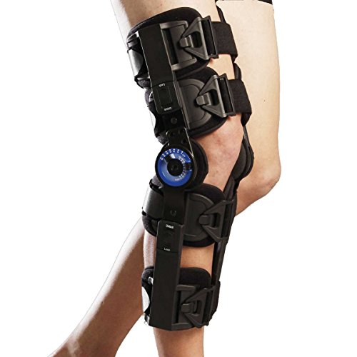 Orthomen Hinged ROM Knee Brace, Post Op Knee Brace for Recovery Stabilization, ACL, MCL and PCL Injury, Adjustable Medical Orthopedic Support Stabilizer After Surgery, Women and Men
