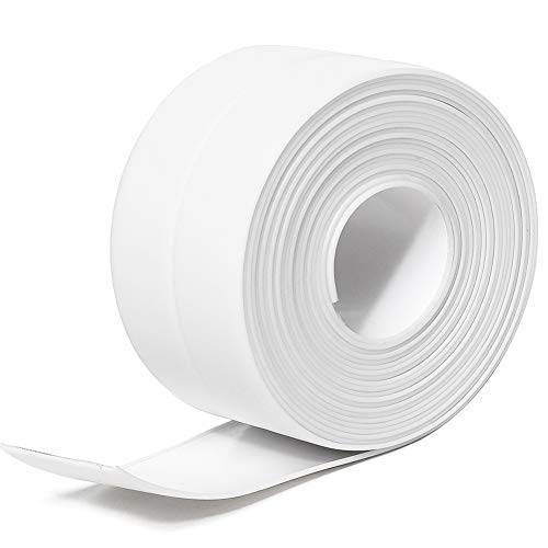 LMHOME Caulk Strip,Tub Caulking Tape PVC Self-Adhesive Waterproof Sealing Tape for Kitchen Sink Toilet Bathroom Shower and Bathtub Floor Wall Edge Protector-1-1/2' x 11' White