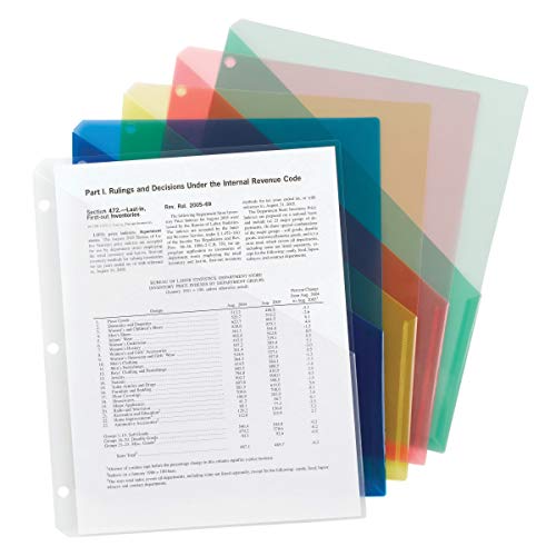 Smead Organized Up Poly Translucent Slash File Jacket, Three-Hole Punched, Letter Size, Assorted Colors, 10 per Pack (85754)