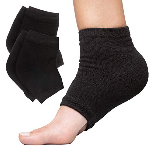ZenToes Moisturizing Heel Socks 2 Pairs Gel Lined Toeless Spa Socks to Heal and Treat Dry, Cracked Heels While You Sleep (Men's Large 12+, Cotton Black)