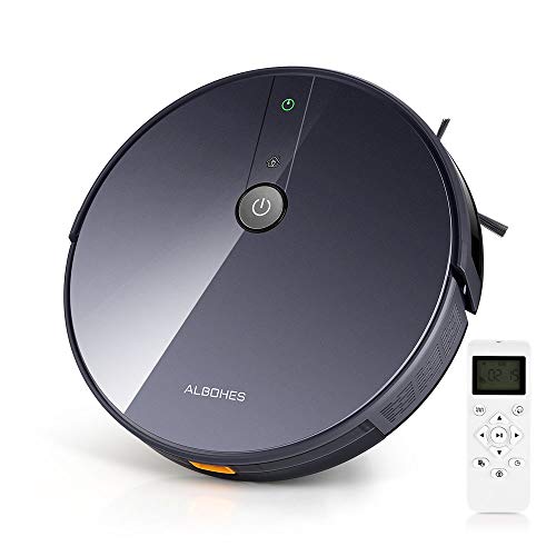 ALBOHES Robot Vacuum and Mop, 1800Pa Ultra Strong Suction Robotic Vacuum Cleaner with Self-Charging, 2 in 1 Vacuuming and Mopping Robot, Super Quite, Ideal for Pet Hair/Hard Floors/Thin Carpets