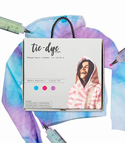 Tie Dye Hoodie Kit, Fabric Dye For Clothing With All Supplies Included. Perfect Tie Dye Kit With Hoodie, Home Activities For Adults And Kids, Set With All Tie Dye Ink And Decorating Techniques And Inspiration. Safe And Easy To Use. Rainbow Creative Kit With Hoodie