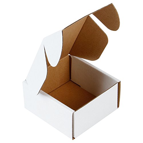 RUSPEPA Recyclable Corrugated Box Mailers - Cardboard Box Perfect for Shipping Small - 4' x 4' x 2' - 50 Pack - Oyster White
