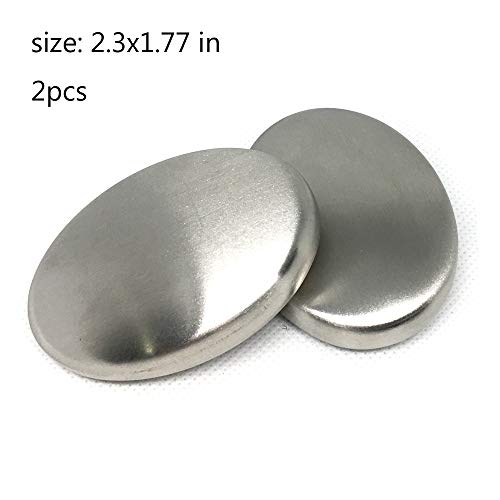 kyayy 2 PCS Stainless Steel Soap, Magic Metal Odor Remover Bar with Base Tray Eliminating Smells Like Fish Onion Garlic Scents from Hands and Skin