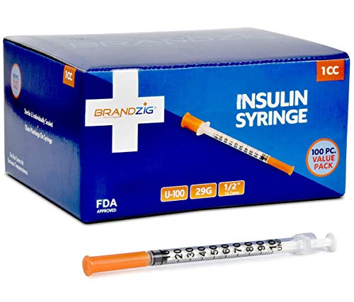 Brandzig Ultra-Fine Insulin Syringes 29G 1cc 1/2' 100-Pack