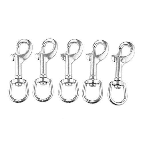 Marine Swivel-Eye Bolt Snap Hooks Marine Grade Clip, Stainless Steel Single Ended Diving Clips Fit for Flagpole Snap Clips 83mm/3.26 inch (Pack of 5)