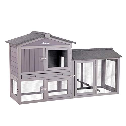 Aivituvin 57' Rabbit Hutch Outdoor Bunny House Indoor Rabbit Cage Bunny Hutch with Run -Infinitely Extension Design