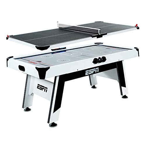 ESPN Sports Air Hockey Game Table: 72 Inch Indoor Arcade Gaming Set with Electronic Overhead Score System, Sound Effects