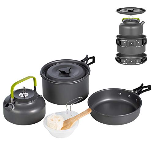 Terra Hiker Camping Cookware, Nonstick, Lightweight Pots, Pans with Mesh Set Bag for Backpacking, Hiking, Picnic