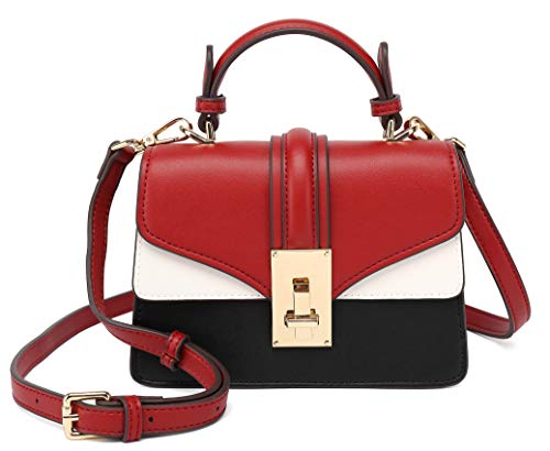 Scarleton Mini Top Handle Satchel Handbag for Women, Vegan Leather 3 Compartment Crossbody Bag, Shoulder Purse, Red, H207710