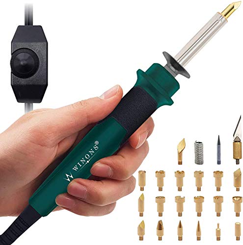 WINONS Wood Burning Kit for Adults - Multifunctional Hot Knife with Soldering Iron, 25 Pcs Pyrography Kit with Adjustable Temperature Switch - WBT-0003