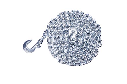 Lifstar Blue Hawk 3/8 in. x 14 ft. Zinc Plated Steel Logging Chain with One Grab Hook and One Slip Hook. Weld Chain, Silver Color， Safe Working Load 2650lbs