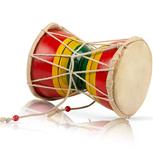 Handmade Wooden & Leather Classical Indian Folk Dumroo Damroo Damaru Hand Drum Set Percussion Decorative Collectible Showpiece World Musical Instruments Fun For Adults Kids Babies Birthday Gift