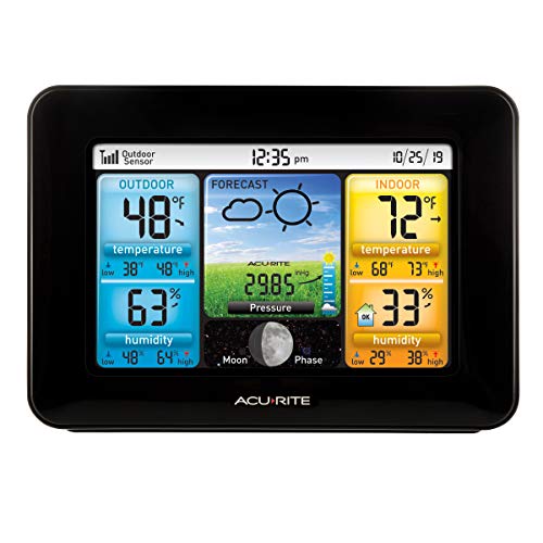 AcuRite 02077 Color Weather Station Forecaster with Temperature, Humidity, (02077M), Black