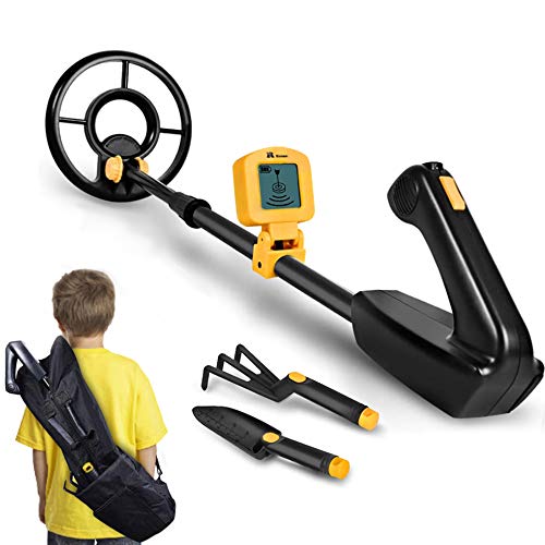 RM RICOMAX Metal Detector for Kids - 7.4 Inch Waterproof Kid Metal Detectors Gold Detector Lightweight Search Coil (24'-35') Adjustable Metal Detector for Junior & Youth with High Accuracy - Yellow