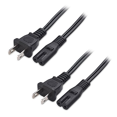 Cable Matters 2 Pack Non Polarized Power Cord, 2 Slot Power Cable (NEMA 1-15P to IEC C7) 10 Feet