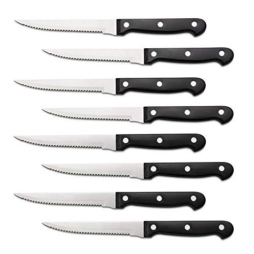 8 Triple Rivet 4.5' Steak Knife Set, Black