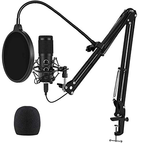 2020 Upgraded USB Microphone for Computer, Mic for Gaming, Podcast, Live Streaming, YouTube on PC, Mic Studio Bundle with Adjustment Arm Stand, Fits for Windows & Mac PC, not for Phone, Plug & Play