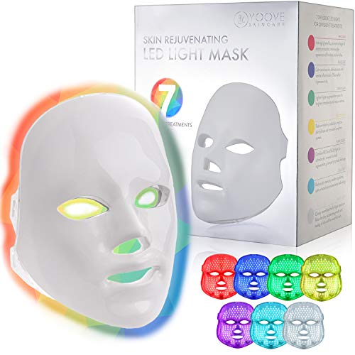 YOOVE LED Face Mask - 7 Colors Including Red Light Therapy For Healthy Skin Rejuvenation | Home Light Therapy Facial Care Mask