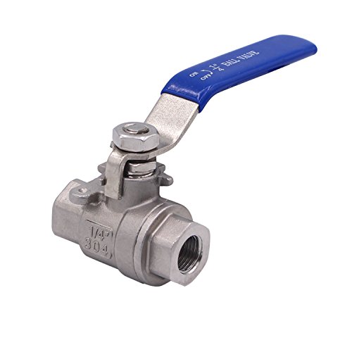 DERNORD Full Port Ball Valve Stainless Steel 304 Heavy Duty for Water, Oil, and Gas with Blue Locking Handles (1/4' NPT)