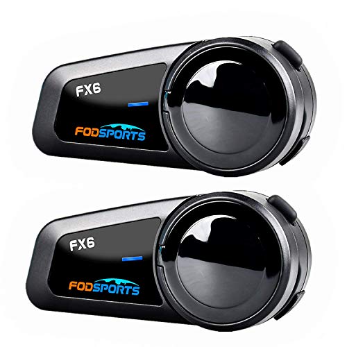 Motorcycle Bluetooth Headset Fodsports FX6 6 Riders Group Intercom Helmet Bluetooth Headset 1000M 5.0 Bluetooth Motorcycle Communication System, Voice Dial, FM, MP3, Voice Prompt, Hard & Soft Mic