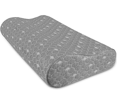 Wonwo Memory Foam Pillow, Ergonomic Contour Cervical Massage Deep Sleep Neck Support Bed Pillow with Removable Washable Cover, CertiPUR-US (Grey)