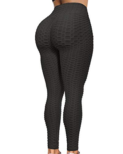 Jenbou Butt Lifting Anti Cellulite Sexy Leggings for Women High Waisted Yoga Pants Workout Tummy Control Sport Tights Black