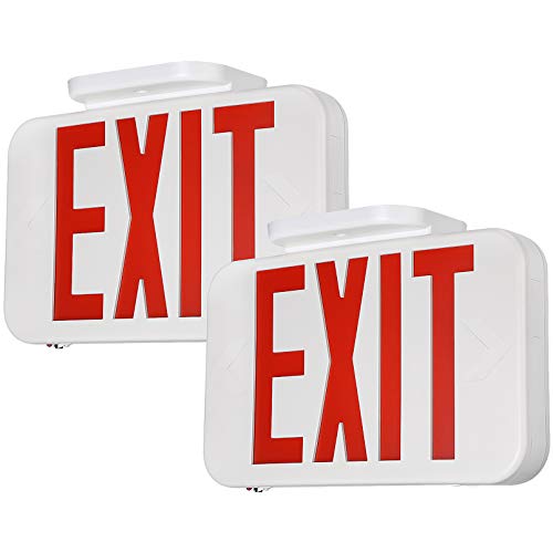 TORCHSTAR LED Emergency EXIT Sign, Double Sided and Battery Backup Emergency Lights, UL 924, AC 120-227V, for Home & Commercial, Pack of 2