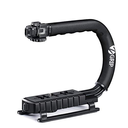 Zeadio Triple Hot-Shoe Mounts Handheld Stabilizer, Video Stabilizing Handle Grip for Canon Nikon Sony Panasonic Pentax Olympus DSLR Camera Camcorder