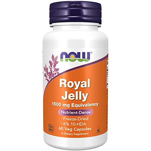 Now Supplements, Royal Jelly 1500 Mg With 10-Hda (Hydroxy-D-Decenoic Acid), 60 Veg Capsules - Nutrient enriched super food (Packaging may vary)