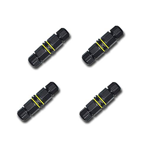 Set of 4 NUZAMAS 3 Pin Waterproof Connector Outdoor Junction Box IP68 Electrical Connectors for 4.5mm-10mm Cable, Outdoor, Garden, Christmas Light, Street Light, Led Lamp, Solar Supplies