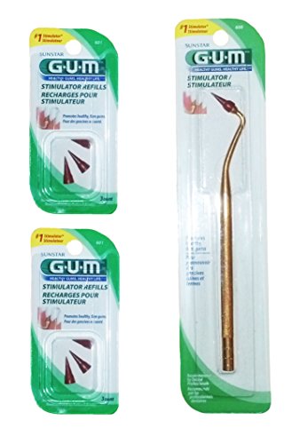 GUM Stimulator with 6 Convenient Refills Rubber Tip Replacements