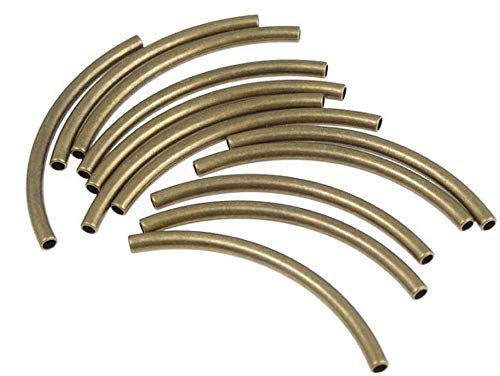 100pcs Curved Noodle Tube Spacer Beads 30mm Antique Bronze Plated Brass Metal for Jewelry Craft Making CF50-30