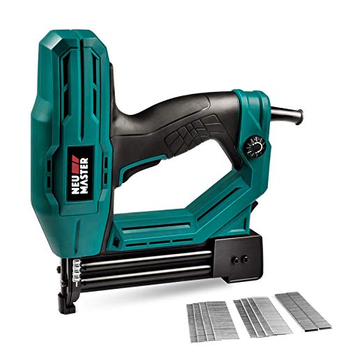 Electric Brad Nailer, NEU MASTER NTC0040 Electric Nail Gun/Staple Gun for Upholstery, Carpentry and Woodworking Projects, 3/4'' Narrow Crown Staples 200pcs and Nails 800pcs Included