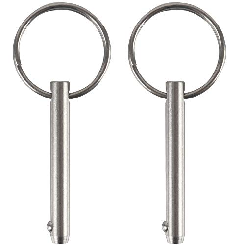 2 Pack Quick Release Pin, Diameter 1/4'(6.3mm), Usable Length 1.57'(40mm), Overall Length 2'(51mm), Full 316 Stainless Steel, Bimini Top Pin, Marine Hardware