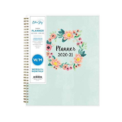 Blue Sky 2020-2021 Academic Year Weekly & Monthly Planner, Frosted Flexible Cover, Twin-Wire Binding, 8.5' x 11', Laurel